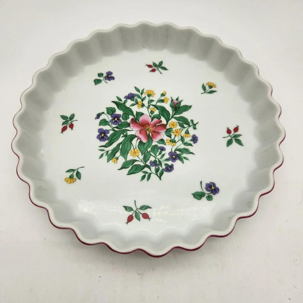 International China Rosalynn Carleton‎ Varney Floral Quiche Tart Pan Japan 10in